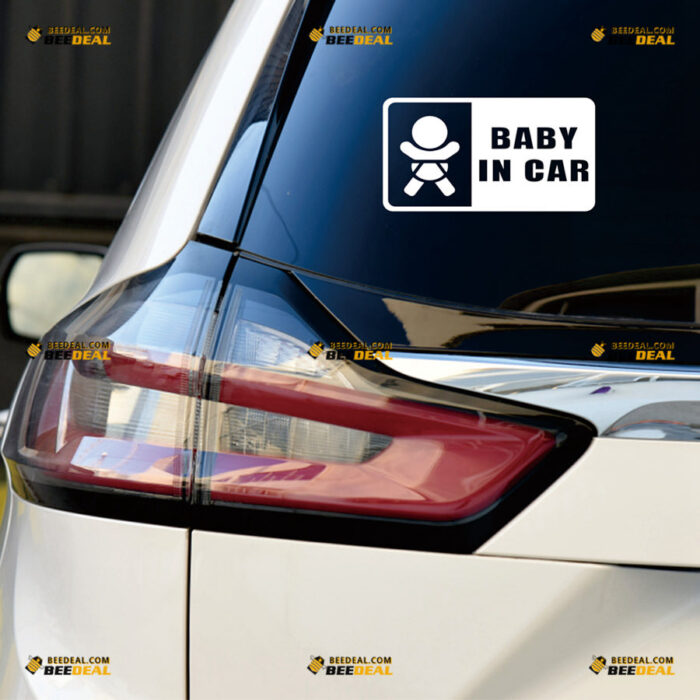 Baby On Board Sticker Decal Vinyl In Car Buckled Up, Rectangle – For Car Truck Bumper Window – Custom, Choose Size Color – Die Cut No Background