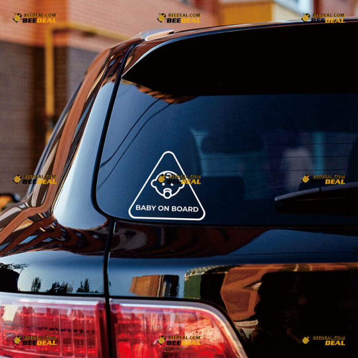 Baby On Board Sticker Decal Vinyl In Car Triangle Sign Baby Nipple – For Car Truck Bumper Window – Custom, Choose Size Color – Die Cut No Background 81531346