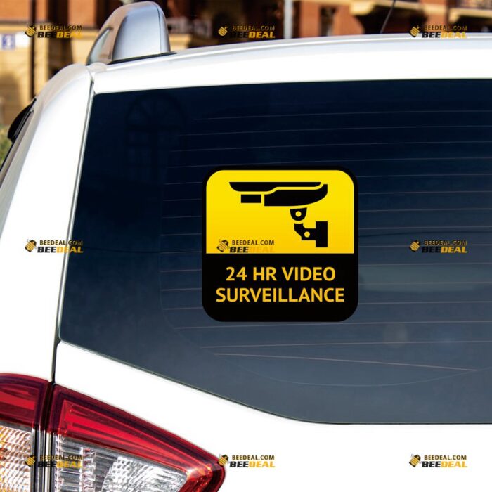 CCTV Sticker Decal Vinyl, Security Camera 24HR Surveillance, Yellow Sign – For Gate Door Window – Custom, Choose Size, Reflective or Glossy 73130017