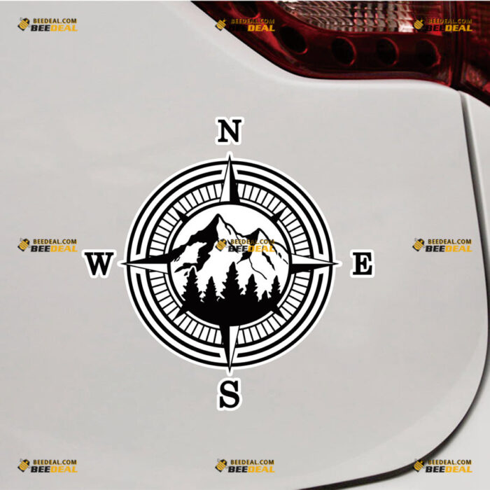 Compass Mountain Sticker Decal Vinyl 4X4 Off Road – Fit For Ford Chevy GMC Toyota Jeep Car Pickup Truck – Custom, Choose Size, Reflective or Glossy