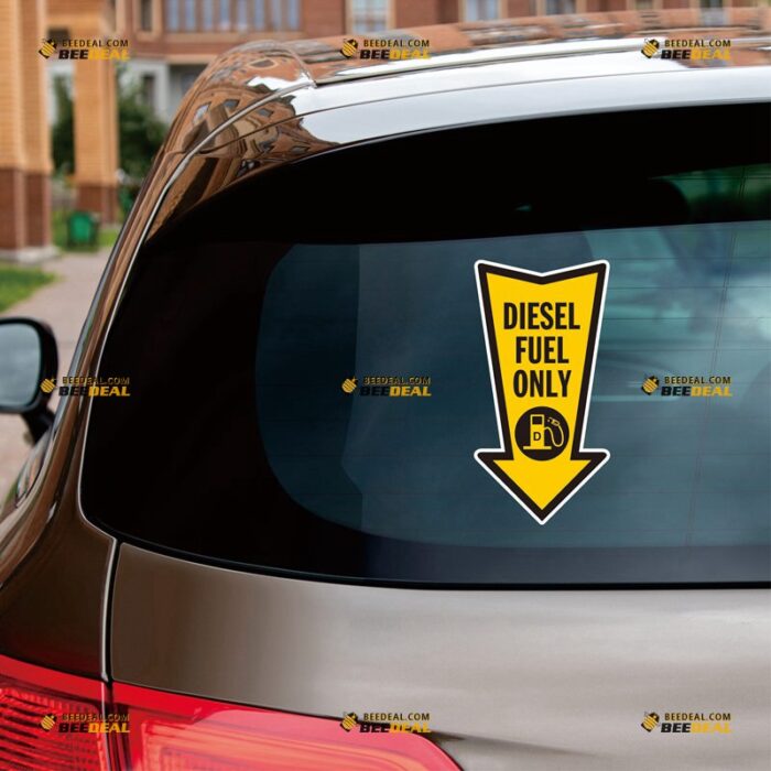 Diesel Only Sticker Decal Vinyl Gas Warning, Yellow Arrow Reminder Sign – For Car Truck Fuel Door Cap – Custom, Choose Size, Reflective or Glossy 73130023