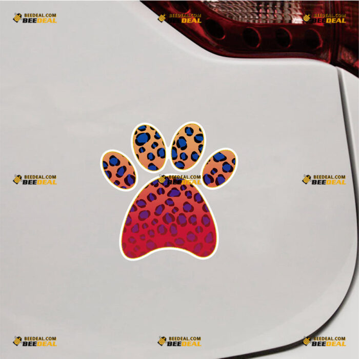 Dog Paw Print Sticker Decal Vinyl Leopard – For Car Truck Bumper Bike Laptop – Custom, Choose Size, Reflective or Glossy 81031430