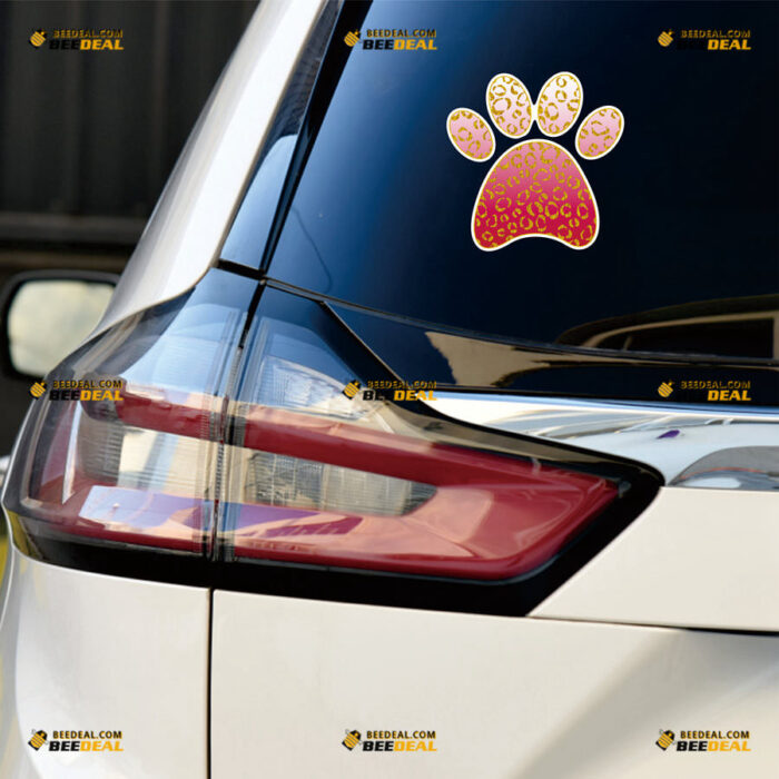 Dog Paw Print Sticker Decal Vinyl Leopard – For Car Truck Bumper Bike Laptop – Custom, Choose Size, Reflective or Glossy 81031433