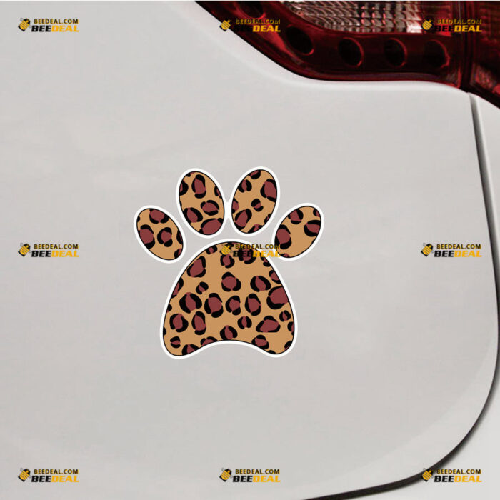 Dog Paw Print Sticker Decal Vinyl Leopard – For Car Truck Bumper Bike Laptop – Custom, Choose Size, Reflective or Glossy 81031434