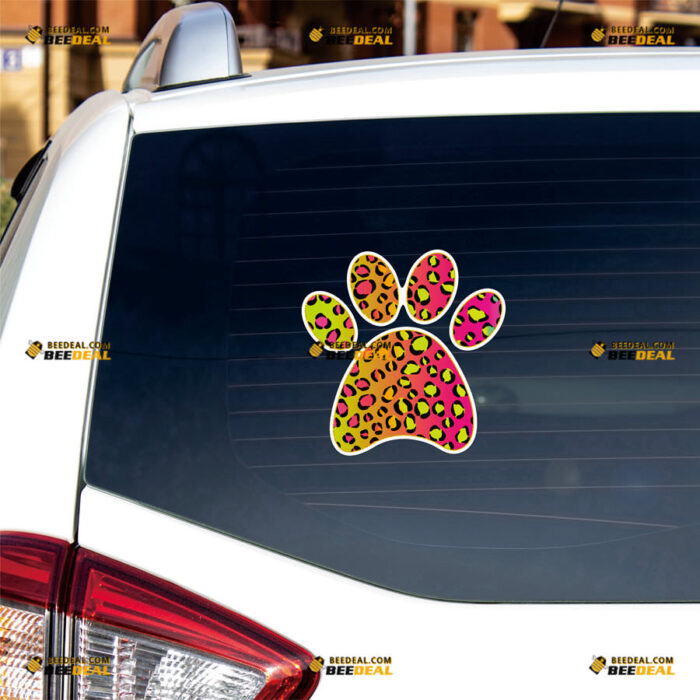 Dog Paw Print Sticker Decal Vinyl Leopard – For Car Truck Bumper Bike Laptop – Custom, Choose Size, Reflective or Glossy 81031435