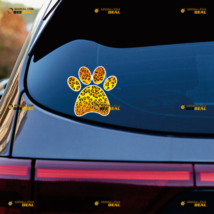 Dog Paw Print Sticker Decal Vinyl Leopard – For Car Truck Bumper Bike Laptop – Custom, Choose Size, Reflective or Glossy 81031436