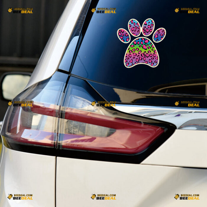 Dog Paw Print Sticker Decal Vinyl Leopard – For Car Truck Bumper Bike Laptop – Custom, Choose Size, Reflective or Glossy 81031437