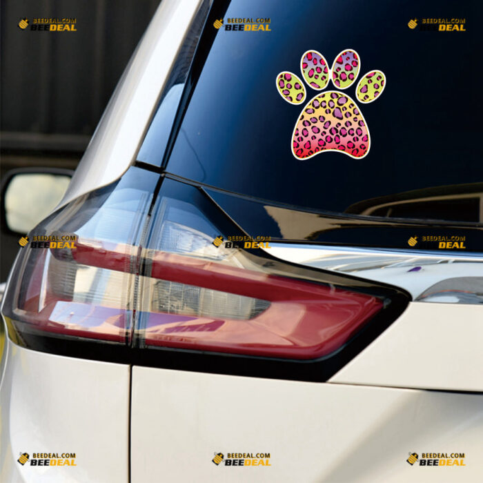 Dog Paw Print Sticker Decal Vinyl Leopard – For Car Truck Bumper Bike Laptop – Custom, Choose Size, Reflective or Glossy 81031439