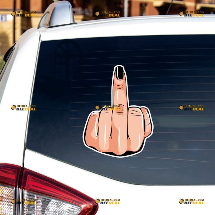 Girl Middle Finger Sticker Decal Vinyl Hand Gesture – For Car Truck Bumper Bike Laptop – Custom, Choose Size, Reflective or Glossy