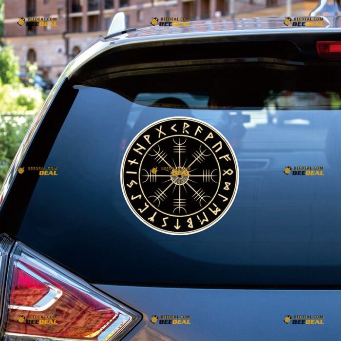 Helm Of Awe Sticker Decal Vinyl Black, Runic Compass, Viking Odin Norse – For Car Truck Bumper Bike Laptop – Custom, Choose Size, Reflective or Glossy 73130036