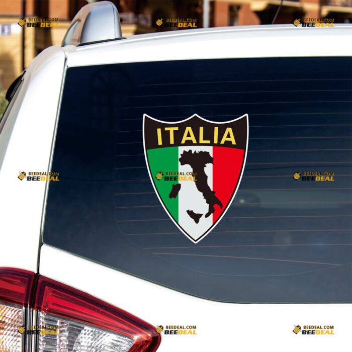 Italian Flag Sticker Decal Vinyl Shield, Italy Map Outline, Fit For Alfa Romeo Maserati Fiat Ferrari Car – Custom, Choose Size, Reflective or Glossy 73032310