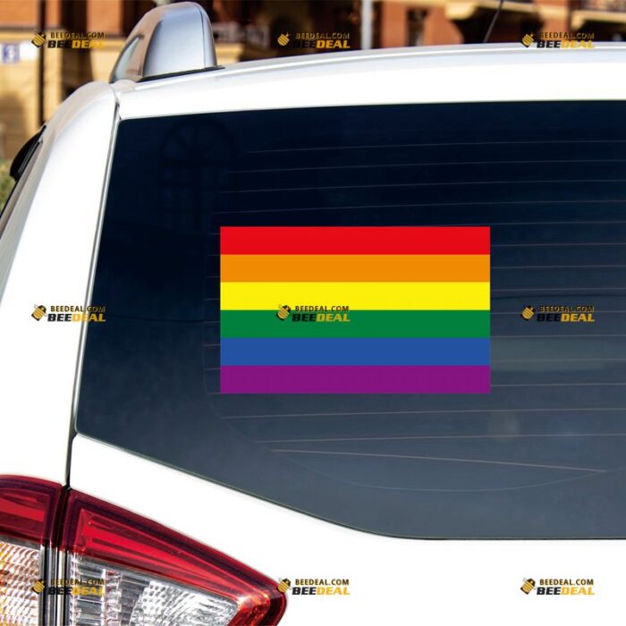 LGBT Flag Sticker Decal Vinyl Rainbow Gay Pride – For Car Truck Bumper Bike Laptop – Custom, Choose Size, Reflective or Glossy 8132105