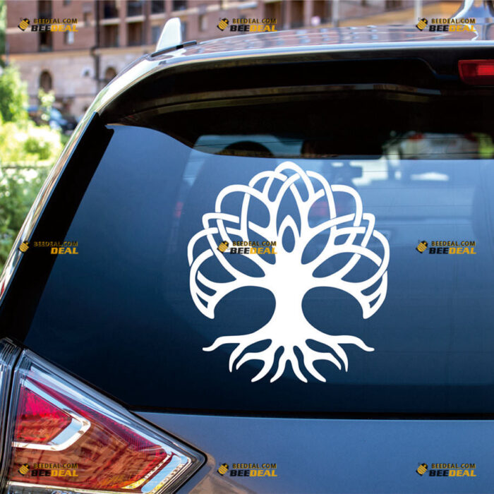 Life Of Tree Sticker Decal Vinyl Yggdrasil, Yoga Woman Meditation – For Car Truck Bumper Bike Laptop – Custom, Choose Size Color – Die Cut No Background