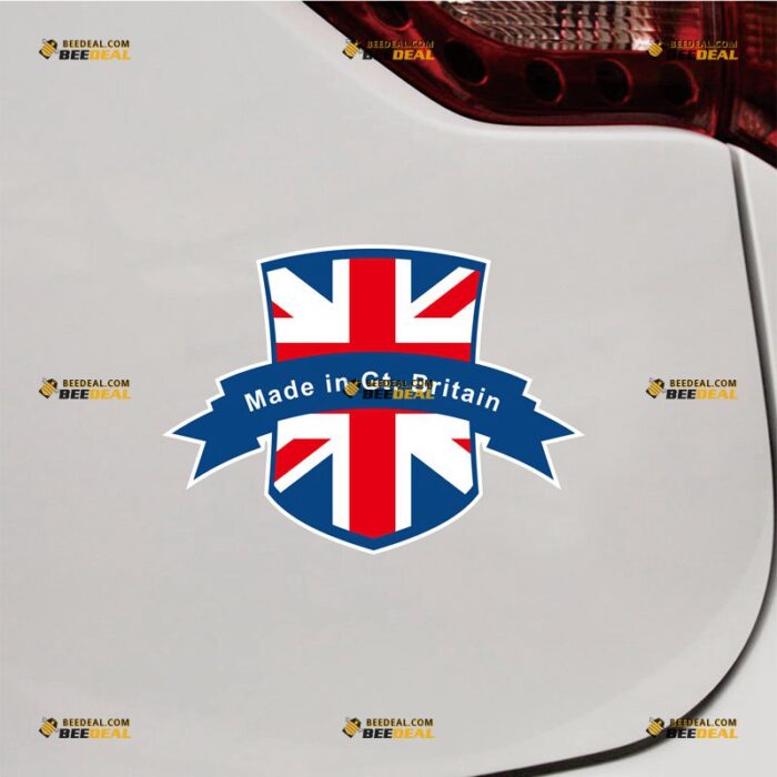 Made In Gt. Britain Sticker Decal Vinyl Union Jack UK Flag – For Car Truck Bumper Bike Laptop – Custom, Choose Size, Reflective or Glossy 73032317