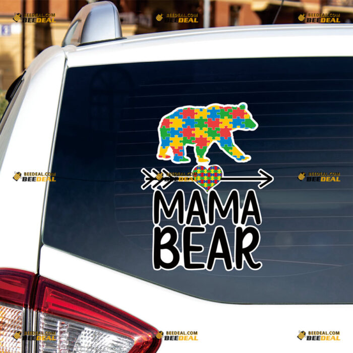 Autism Awareness Sticker Decal Vinyl Mama Bear, Puzzle Piece, Love Arrow Heart – Custom, Choose Size, Reflective or Glossy