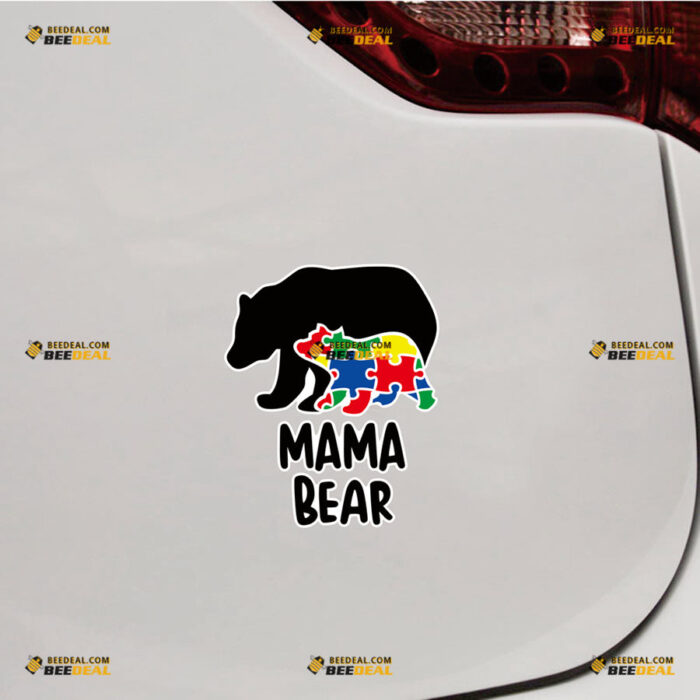 Autism Awareness Sticker Decal Vinyl Mama Bear, Puzzle Piece – Custom, Choose Size, Reflective or Glossy