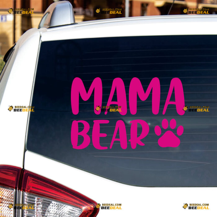 Mama Bear Sticker Decal Vinyl Paw Print, Kids Handwriting – For Car Truck Bumper Bike Laptop – Custom, Choose Size Color – Die Cut No Background