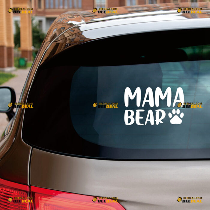 Mama Bear Paw Print Sticker Decal Vinyl Kids Handwriting – For Car Truck Bumper Bike Laptop – Custom, Choose Size Color – Die Cut No Background