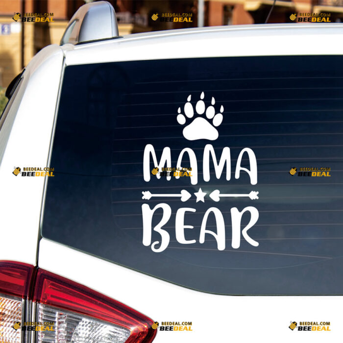 Mama Bear Sticker Decal Vinyl Paw Print, Love Arrow Star – For Car Truck Bumper Bike Laptop – Custom, Choose Size Color – Die Cut No Background