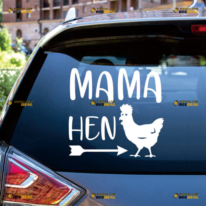 Mama Hen Sticker Decal Vinyl Chicken, Arrow – For Car Truck Bumper Bike Laptop – Custom, Choose Size Color – Die Cut No Background