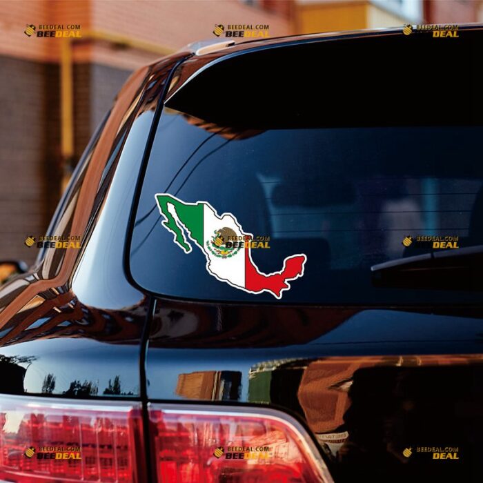 Mexico Sticker Decal Vinyl Mexican Flag Map Outline – For Car Truck Bumper Bike Laptop – Custom, Choose Size, Reflective or Glossy 73032346