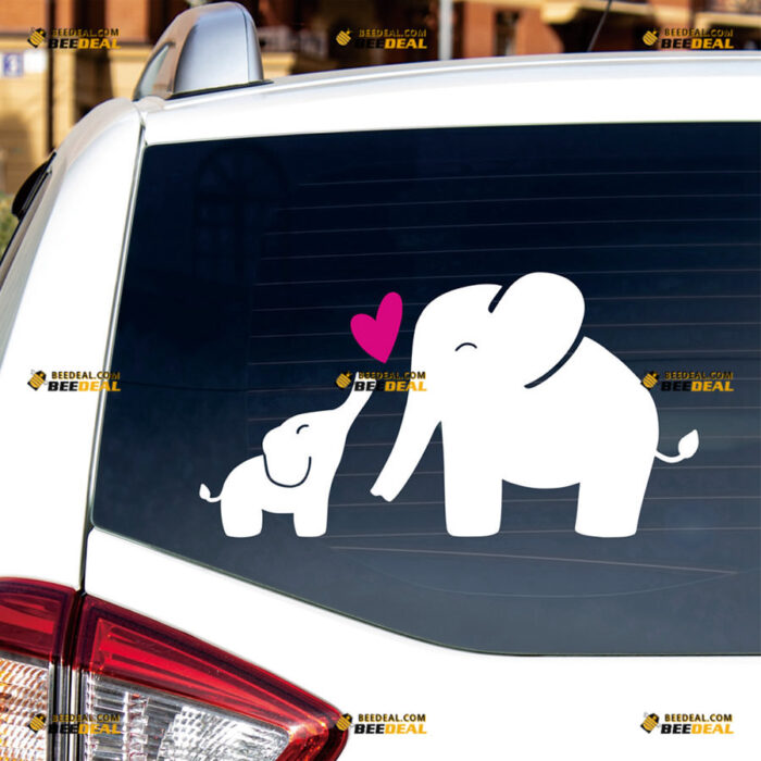 Momlife Sticker Decal Vinyl Mom And Baby, Elephant, Heart Love – For Car Truck Bumper Bike Laptop – Custom, Choose Size Color – Die Cut No Background