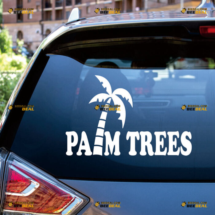 Palm Trees Sticker Decal Vinyl Text, Hawaii Life – For Car Truck Bumper Bike Laptop – Custom, Choose Size Color – Die Cut No Background