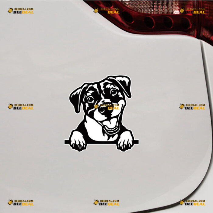 Peeking American Pit Bull Dog Sticker Decal Vinyl Car Rear Windshield Window – For Car Truck Bumper Window – Custom, Choose Size, Reflective or Glossy