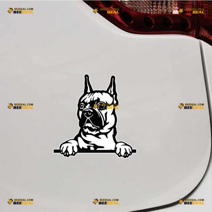 Peeking French Bulldog Sticker Decal Vinyl Dog, Car Rear Windshield Window – For Car Truck Bumper Window – Custom, Choose Size, Reflective or Glossy