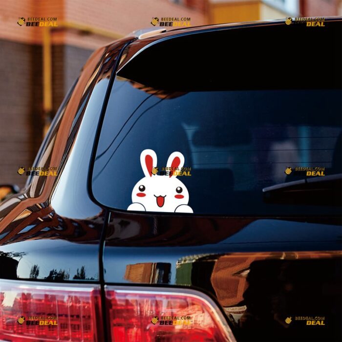 Peeking Rabbit Sticker Decal Vinyl Cute Bunny – For Car Truck Bumper Window – Custom, Choose Size, Reflective or Glossy 73032354