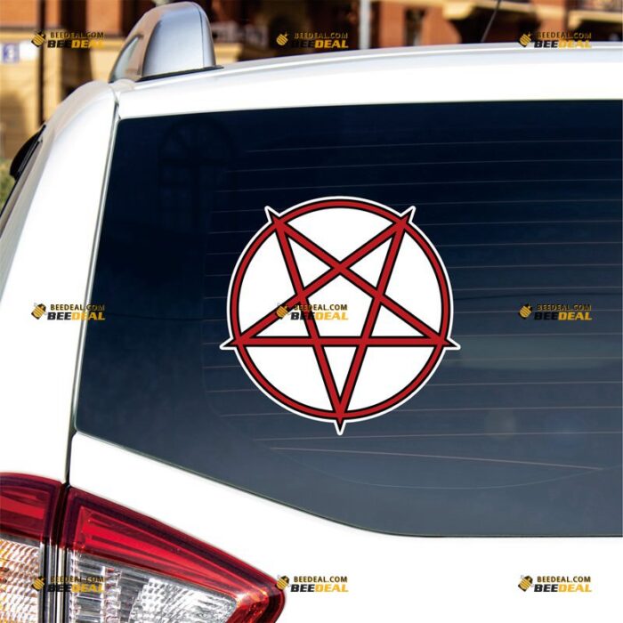 Pentagram Star Sticker Decal Vinyl Red – For Car Truck Bumper Bike Laptop – Custom, Choose Size, Reflective or Glossy 73132244