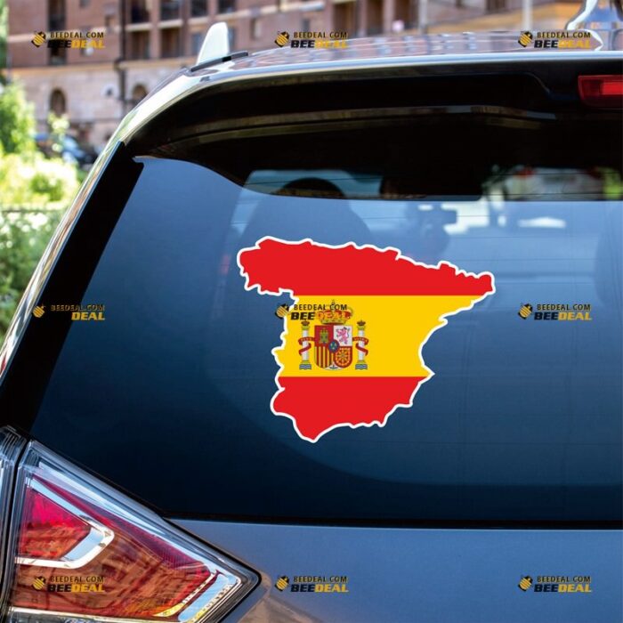 Spain Sticker Decal Vinyl Spanish Flag Map Outline Espana – For Car Truck Bumper Bike Laptop – Custom, Choose Size, Reflective or Glossy 73032357