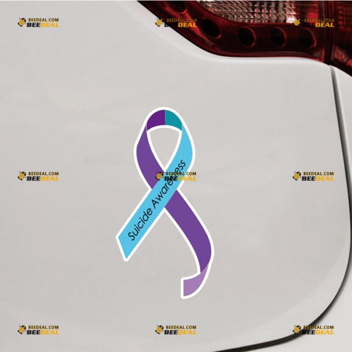 Teal Purple Ribbon Sticker Decal Vinyl Suicide Awareness – Custom, Choose Size, Reflective or Glossy 8132148