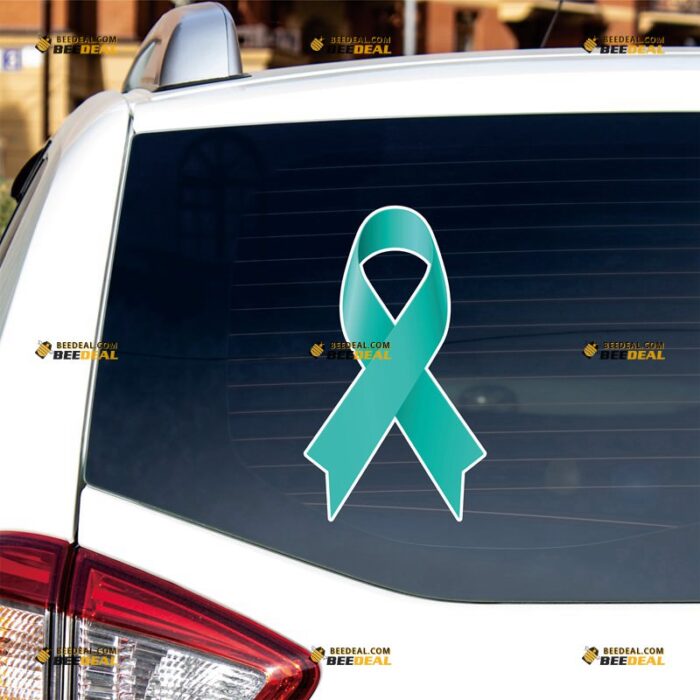 Teal Ribbon Sticker Decal Vinyl Ovarian Cancer Awareness – Custom, Choose Size, Reflective or Glossy 73131350