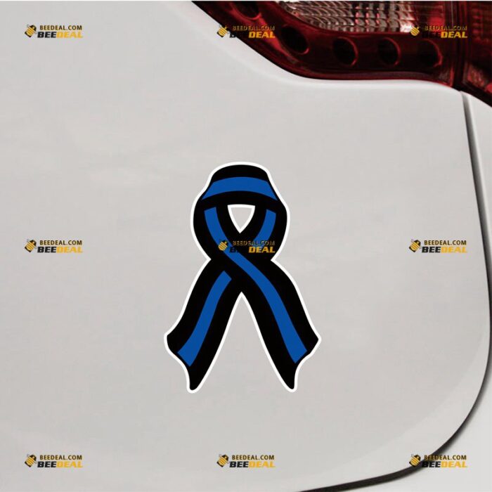 Thin Blue Line Ribbon Sticker Decal Vinyl American Police Force – For Car Truck Bumper Bike Laptop – Custom, Choose Size, Reflective or Glossy 8132207