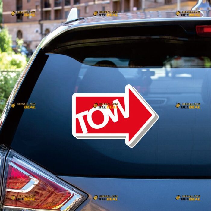 Tow Arrow Sticker Decal Vinyl Red Sign – For Car Truck Bumper – Custom, Choose Size, Reflective or Glossy 8132212