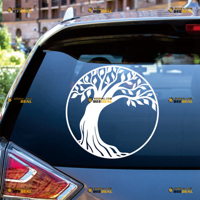 Life Of Tree Sticker Decal Vinyl Circle, Zen Yoga Meditation – For Car Truck Bumper Bike Laptop – Custom, Choose Size Color – Die Cut No Background