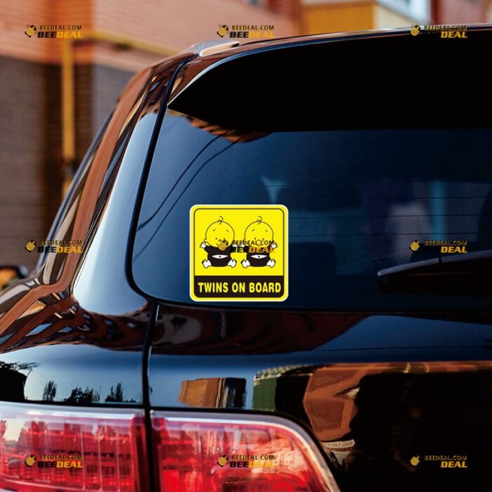 Twins On Board Sticker Decal Vinyl Baby On Board Yellow Sign – For Car Truck Bumper Window – Custom, Choose Size, Reflective or Glossy 73032358