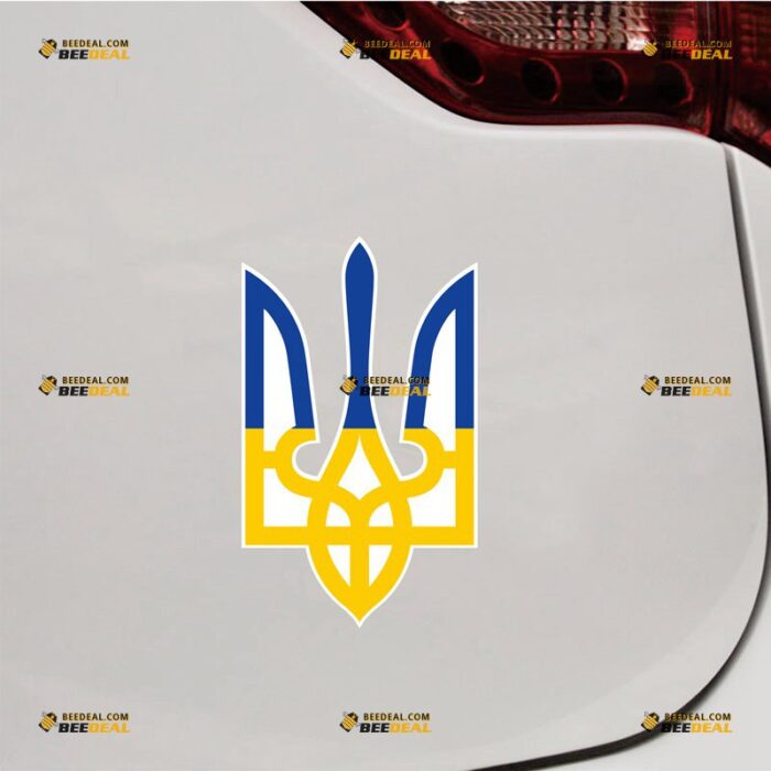 Ukraine Sticker Decal Vinyl, Ukrainian Trident Tryzub, Coat Of Arms – For Car Truck Bumper Bike Laptop – Custom, Choose Size, Reflective or Glossy 73130004