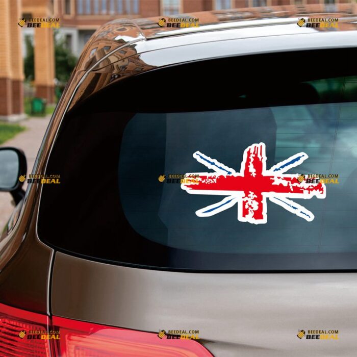 Union Jack Sticker Decal Vinyl UK Flag Grunge Subdued – For Car Truck Bumper Bike Laptop – Custom, Choose Size, Reflective or Glossy 73130002