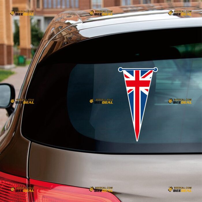 Union Jack Sticker Decal Vinyl UK Flag Pennant – For Car Truck Bumper Bike Laptop – Custom, Choose Size, Reflective or Glossy