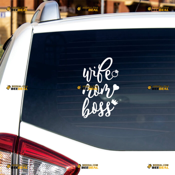 Wife Mom Boss Sticker Decal Vinyl Diamond Ring Love Crown – For Car Truck Bumper Bike Laptop – Custom, Choose Size Color – Die Cut No Background 8263944