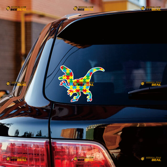 Autism Awareness Sticker Decal Vinyl Dinosaur Roars Autistic, Puzzle Piece – Custom, Choose Size, Reflective or Glossy 83131335