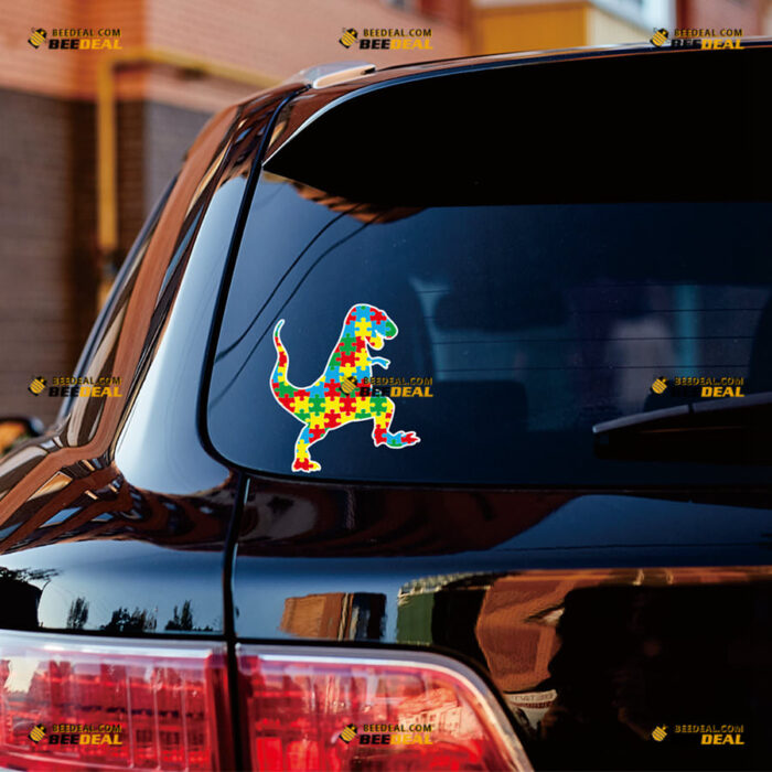 Autism Awareness Sticker Decal Vinyl Dinosaur Walk Autistic, Puzzle Piece – Custom, Choose Size, Reflective or Glossy 83131331