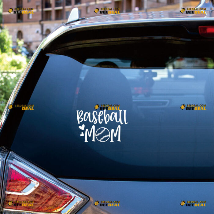 Baseball Mom Sticker Decal Vinyl Hearts – For Car Truck Bumper Bike Laptop – Custom, Choose Size Color – Die Cut No Background 92031643