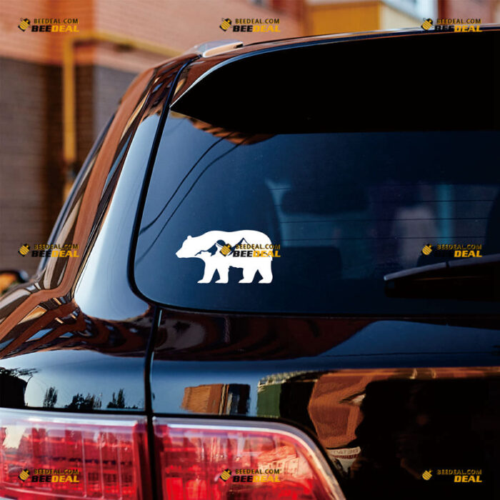 Bear Mountain Sticker Decal Vinyl Inside Moon Night, Hiking Camping Adventure Wanderlust, 4x4 Off Road – Fit For Ford Chevy GMC Toyota Jeep Car Pickup Truck – Custom, Choose Size Color