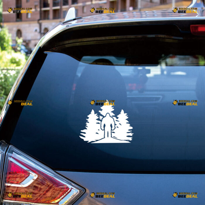 Bigfoot Sasquatch Sticker Decal Vinyl Pine Tree Forest – For Car Truck Bumper Bike Laptop – Custom, Choose Size Color – Die Cut No Background 90731420