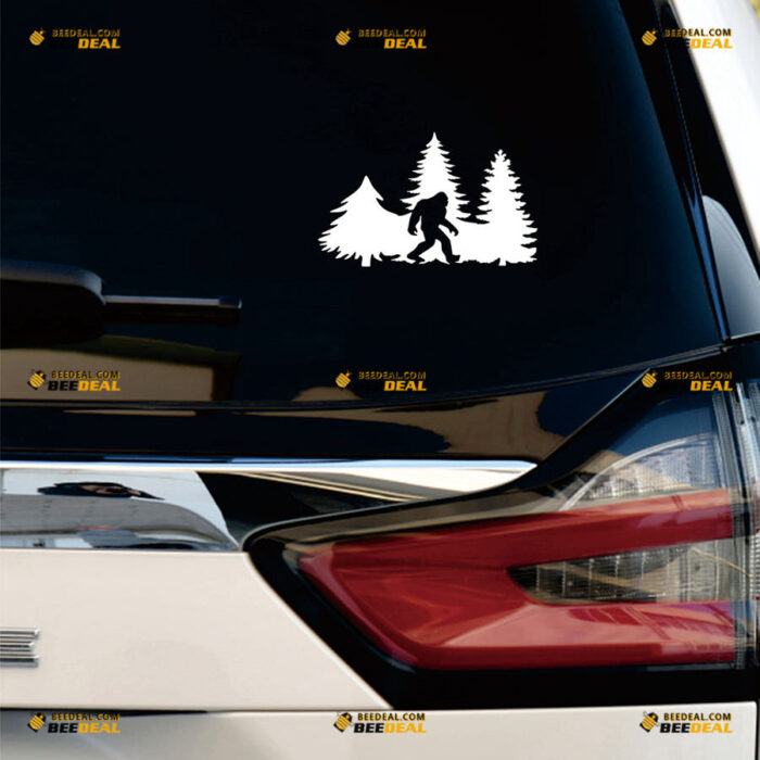 Bigfoot Sasquatch Sticker Decal Vinyl Pine Tree Forest – For Car Truck Bumper Bike Laptop – Custom, Choose Size Color – Die Cut No Background 90731423