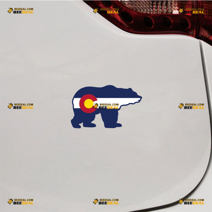 Colorado State Flag Sticker Decal Vinyl Bear Shaped, Hiking Camping 4x4 Off Road – Fit For Ford Chevy GMC Toyota Jeep Car Pickup Truck – Custom, Choose Size, Reflective or Glossy