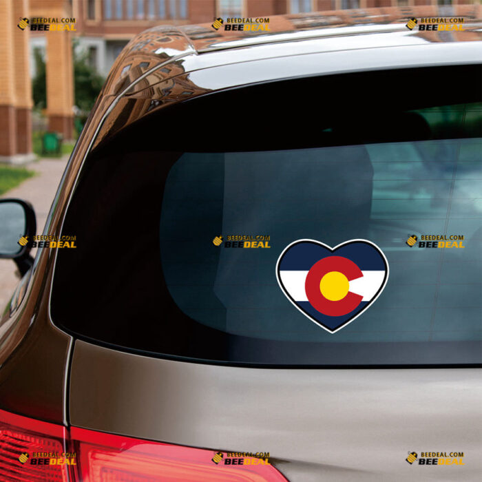 Colorado State Flag Sticker Decal Vinyl Love Home, Heart Shape – For Car Truck Bumper Bike Laptop – Custom, Choose Size, Reflective or Glossy